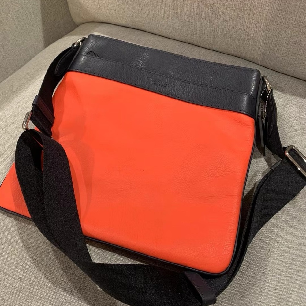 NWT! Coach Orange and Black Messenger Bag Modern Minimalist Design